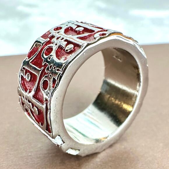 DIOR RING Trotter maroon red and silver. Excellent! U.S. size 6.625 (6 5/8) - Picture 5 of 9